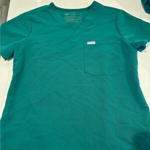 Figs Aqua V-Neck Scrub Top